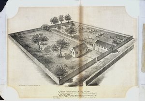 De eerste katholieke kerk in St. Louis gebouwd in 1770. Mr. Gibault hield de mis voor het eerst op 24 juni na het te hebben gezegend